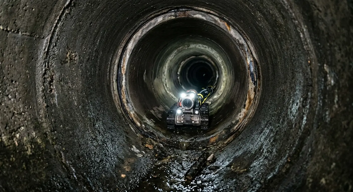 Robotic sewer camera inspecting pipe interior for Sewer Line Cleaning in Dunkirk